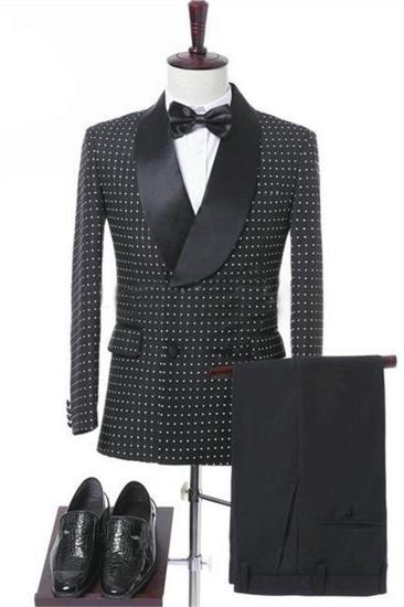 Black Double Breasted Wedding Groom Suit | Elegant Slim Mens Prom Suit_1