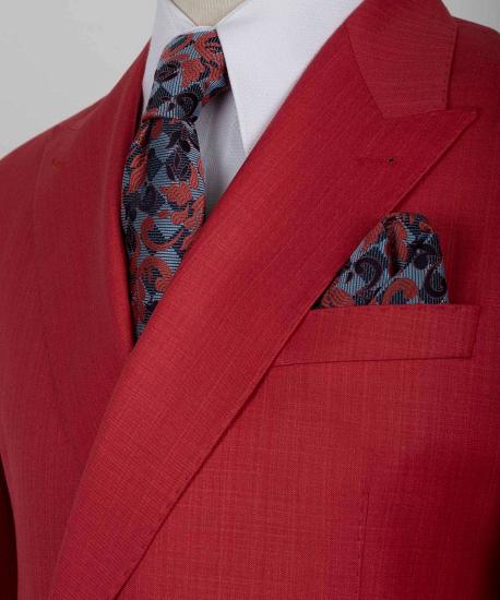 Glen Chic Red One Button Two Pieces Prom Suits for Men_2