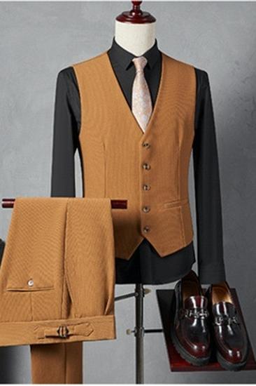 Italian Style Yellow Lapel Collar Men Slim Suit | Wedding Business Suit Adjustable Chest Buckle_3
