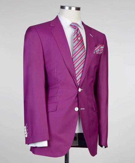 Purple Two-Piece Notched Lapels Tailored Men Suit_2