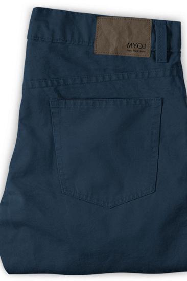 Navy Blue Men Business Pants With Zip Fly_2