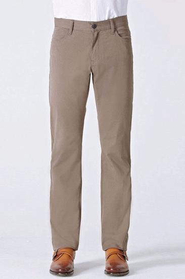 Mens Light Brown Cotton Classic Business Straight Pants