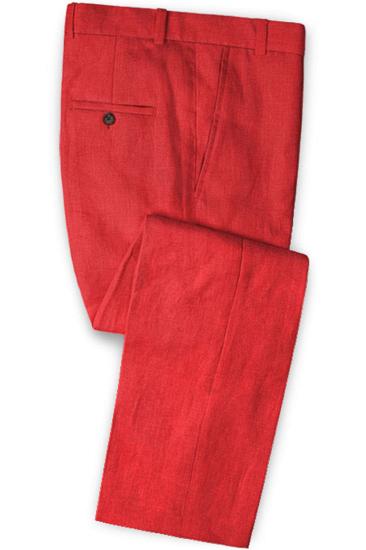 Red Wedding Groom Mens Suit | 2 Piece Jacket Pants Vest Tuxedo with Notch Lapel_3