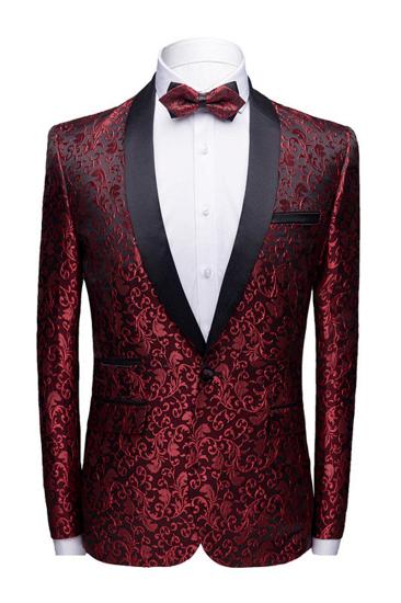 Burgundy Paisley Tuxedo Jacket |  Charming Jacquard Blazer for Prom_1