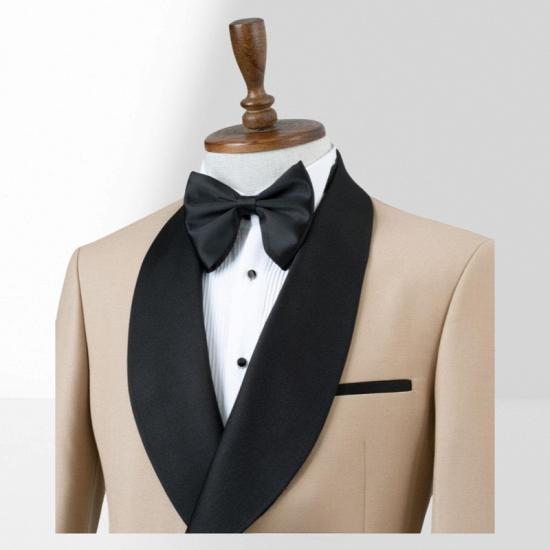 Stylish Khaki Shawl Collar Two Piece Suit | With Adjustable Metal Buttons_3