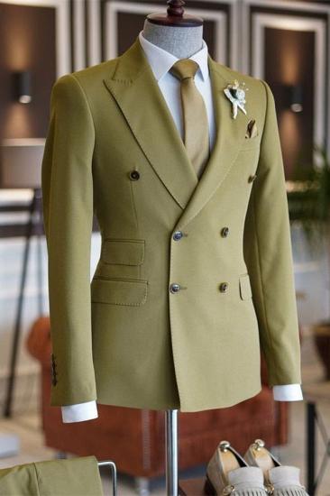 Peaked Lapel Double Breasted Stylish Men Suits | Two Piece Suits_1