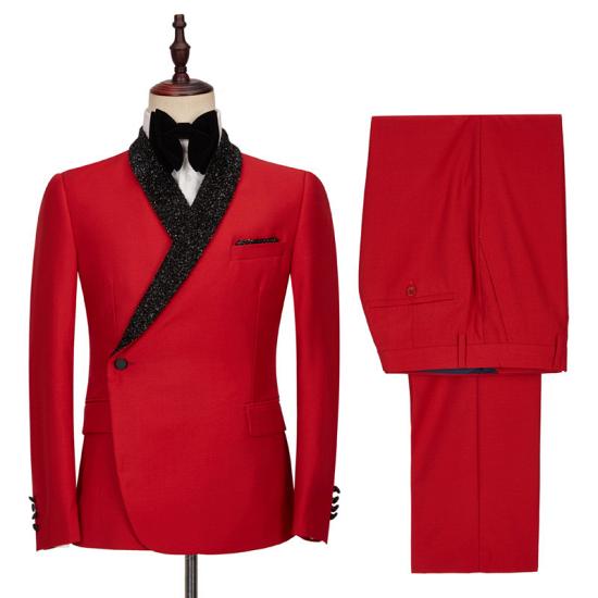 Axel Red Shawl Lapel Fashion Slim Fit Mens Suit_3