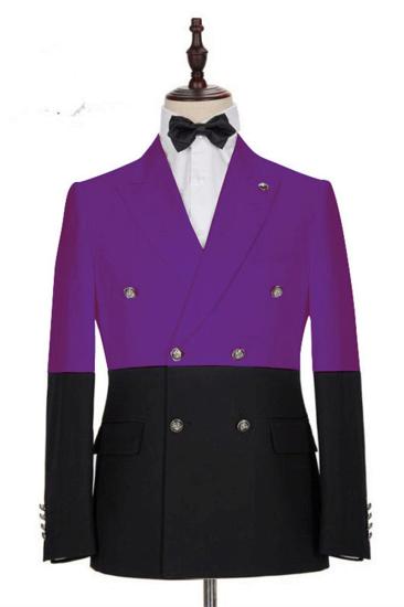 Emmanuel Purple Double Breasted Point Lapel Prom Mens Suit Online_1