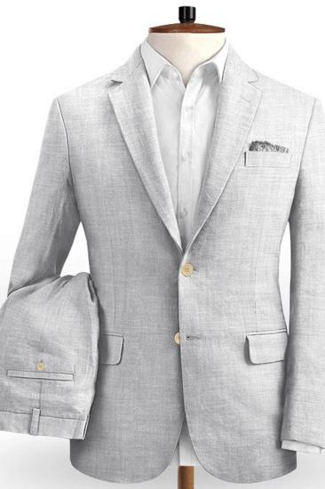 Linen Silver Beach Wedding Groom Tuxedo | Slim Fit Handsome Best Man Blazer_2