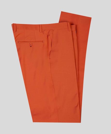 Fashion Orange Peaked Lapel Three Pieces Men Suits_6