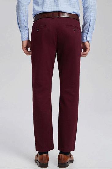 Classic Burgundy Cotton Straight Fit Men Everyday Business Pants_3