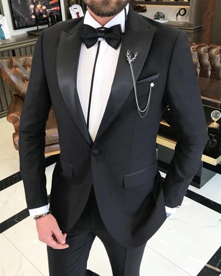 Fashion Black Italian One Button Lapel Mens Suit | Suits Online_5