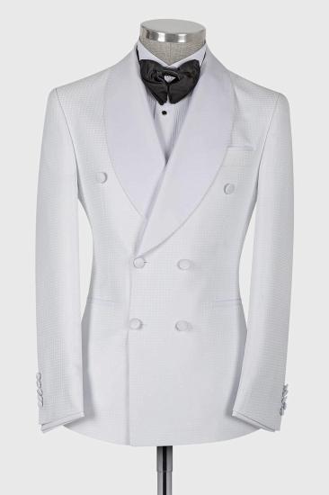 White Two-Piece Cape Lapel Double Breasted Chic Prom Suit