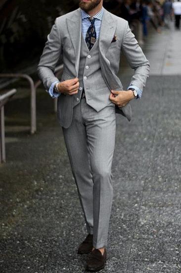 Custom Formal Mens Suits | Regular Grey Three-Piece Business Suit_1