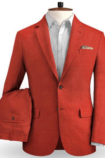 Slim Fit Linen Beach Wedding Suit |  2-Piece (Jacket   Pants) Groom Mens Blazer Prom Outfit_2