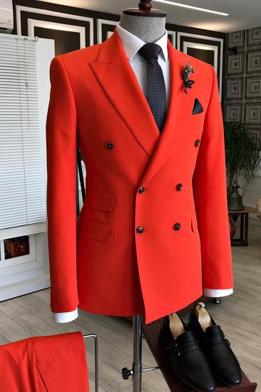 Skyler Red Point Lapel Double Breasted Men Suit For Prom_2