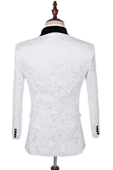 Dillon White Three-Piece Fashion Jacquard Shawl Lapel Wedding Suit Set_2