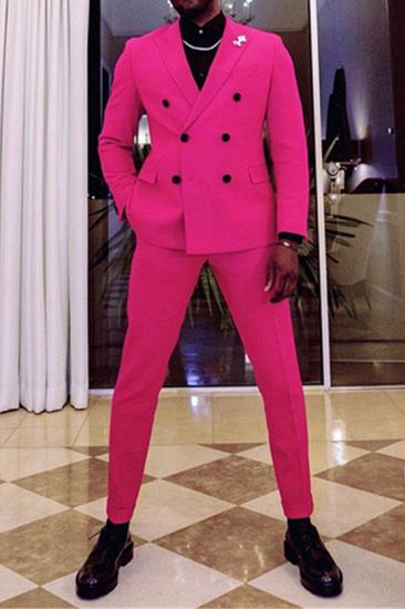 Sale fashion fuchsia two-breasted pointed lapel prom men's suit_1