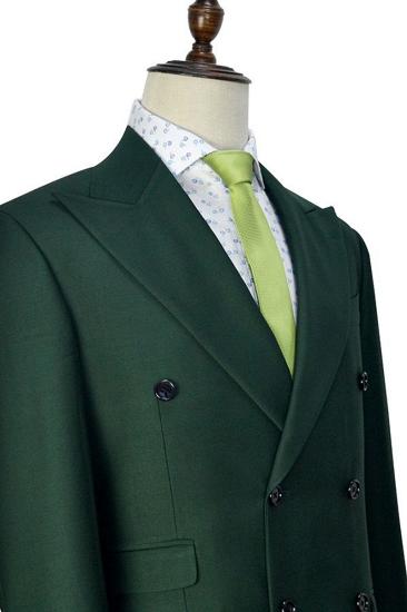 Reid Dark Green Double Breasted Mens Formal Suit_3