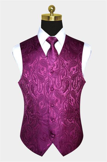 New Arrival Silk Magenta Purple Men Vest