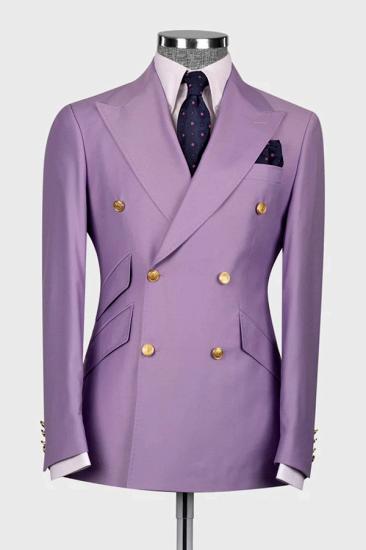 Stylish Purple Double Breasted Men Two Piece Suit | Three Pocket Suit_1