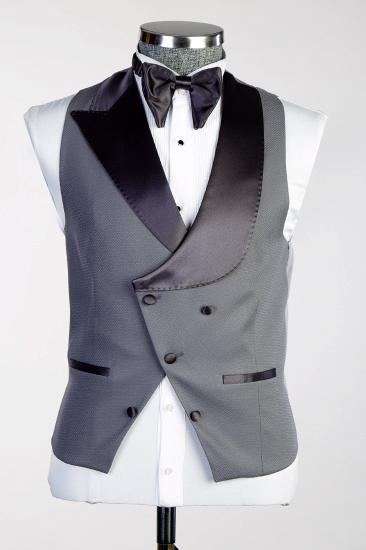 Dark Grey Three Piece Peaked Shawl Lapel Mens Formal Suit | Wedding & Prom Suits_3