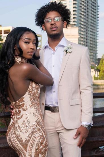 Men's Beige Slim Fit 2-Piece Suit | Formal Prom & Wedding Outfit_2
