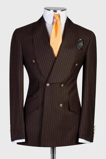 Phil Coffee Shawl Lapel Double Breasted Striped Two Pieces Business Suits_1