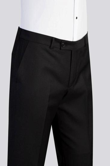 Black Slim Fit Wool Double Breasted Shawl Collar Men Two Piece Tuxedo | With Belt_3