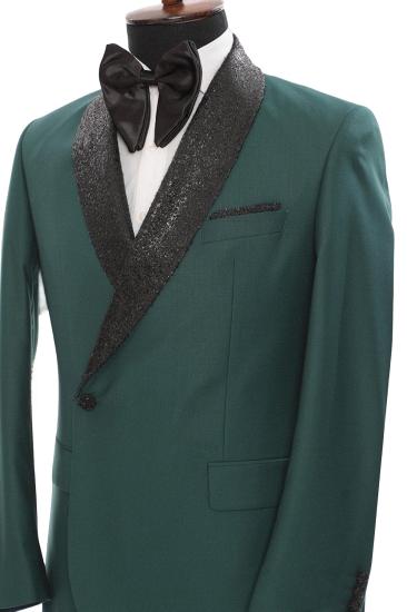 Jonathan Chic Green Sparkle Shawl Lapel Two Piece Men Suit_2