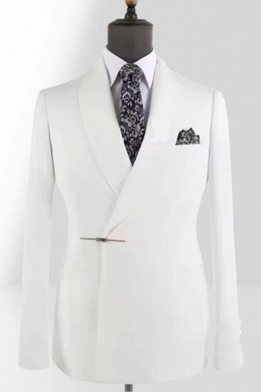 White Shawl Collar Wool Blend Mens Two Piece Prom Suit
