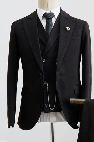Burton Classic All Black 3 Piece Slim Fit Tailored Formal Menswear_2