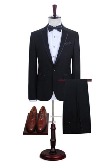 Manuel Simple Black One Button Fashion Mens Suit Online_2