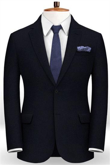 Dark Blue  Two Piece Mens Suit | Mens Business Notch Lapel Tuxedo_1