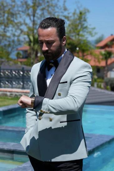 Double Breasted Shawl Collar Mint Tuxedo Two Suits_2