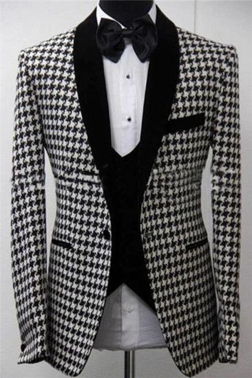 Elegant 3-Piece Dinner Ball Suit | Custom Houndstooth Blazer Slim Fit Best Man Tuxedo