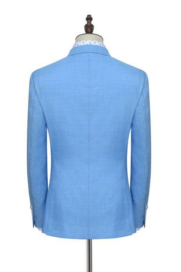 Peak Lapel Two Button Casual Mens Business Suit |  Point Collar Blue Suit_5