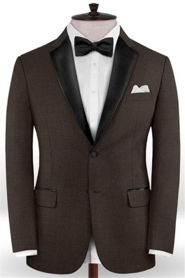 Dark Brown Business Formal Tuxedo |  Two Piece Men Suits Online_1