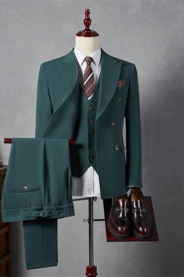 Italian Style Green Lapel Collar Men Slim Suit | Wedding Business Suit Adjustable Chest Buckle_2