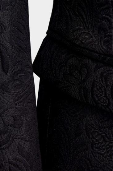 Business Black Mens Suit | Formal Three Piece Jacquard Wedding Suit_5