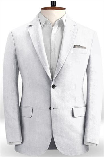 White Linen Beach Wedding Suit With Pants |  FASHION Groom Wedding Tuxedo Men Blazer_1