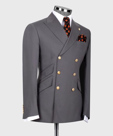 Chic Gray Double Breasted Six Button Mens Suit | Mens Two Piece Suit_3