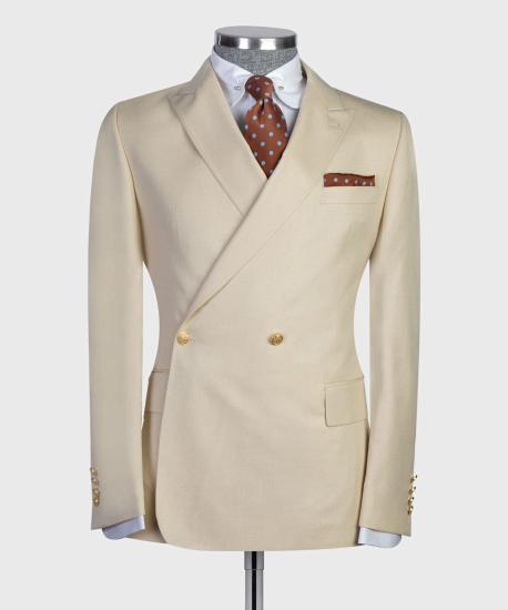 James Champagne Double Breasted Men Lapel Suit | Two Pie Suits_4